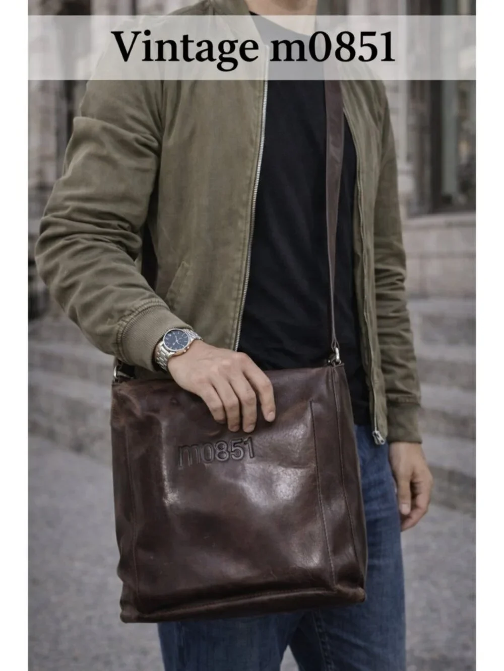 m0851 Leather Crossbody Bag Brown Distressed Vintage Messenger Canada Unisex